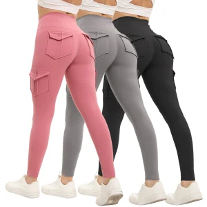 3PCS Women's  High Waisted Fitness Yoga Pants With Pockets